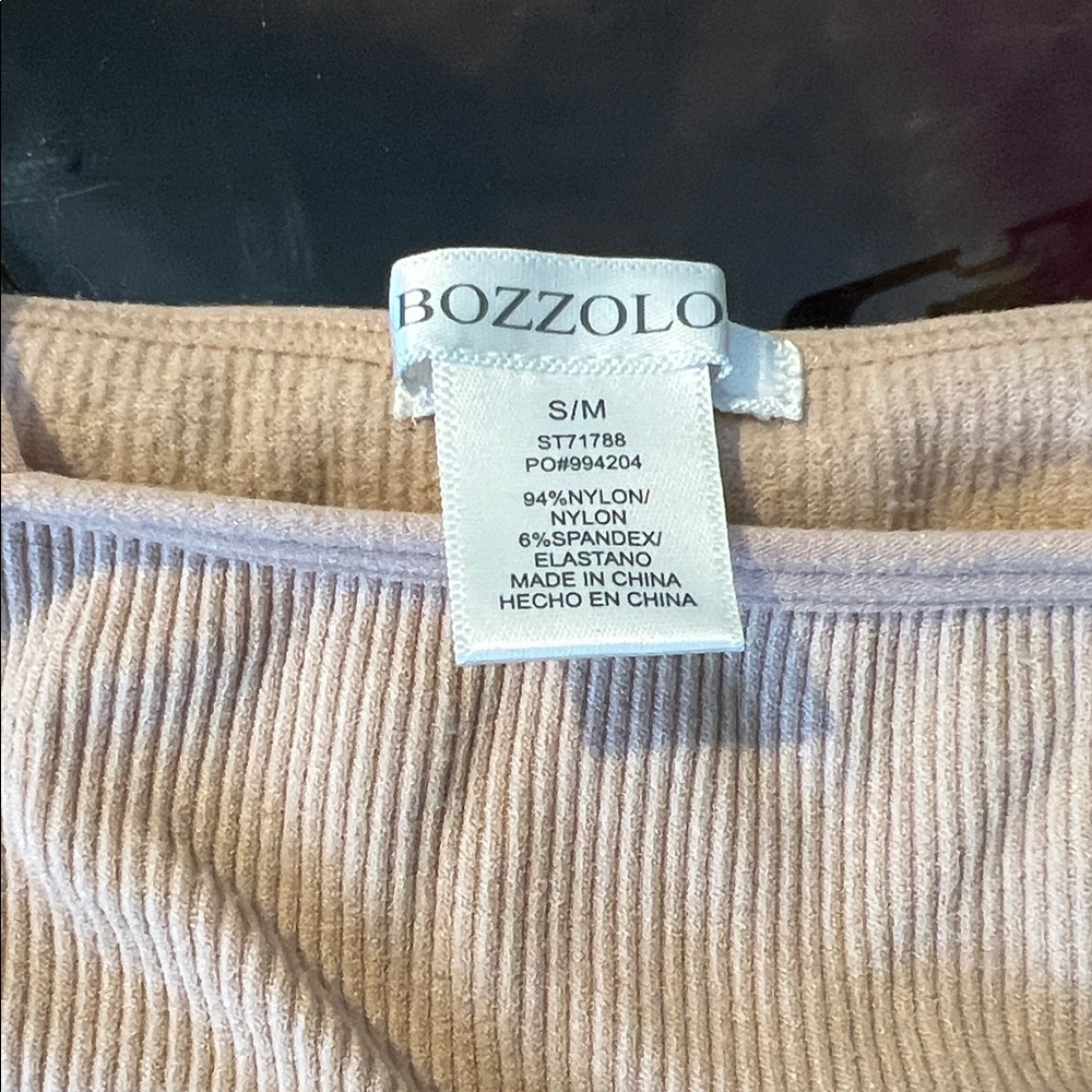 Bozzolo Beige Ribbed Crop Top